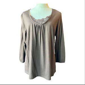 White Stag Brown 3/4 Sleeve Blouse (1170-4)